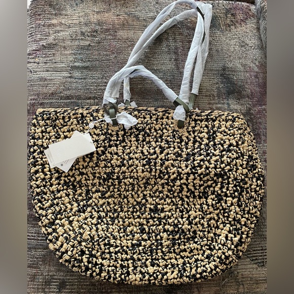 Tory Burch Ella Straw Box Weave Basket Tote. - Picture 12 of 16